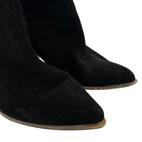 Steve Madden Black Fringe Western Boots 10 Leather Pointed Toe Ankle Country - Picture 4 of 14